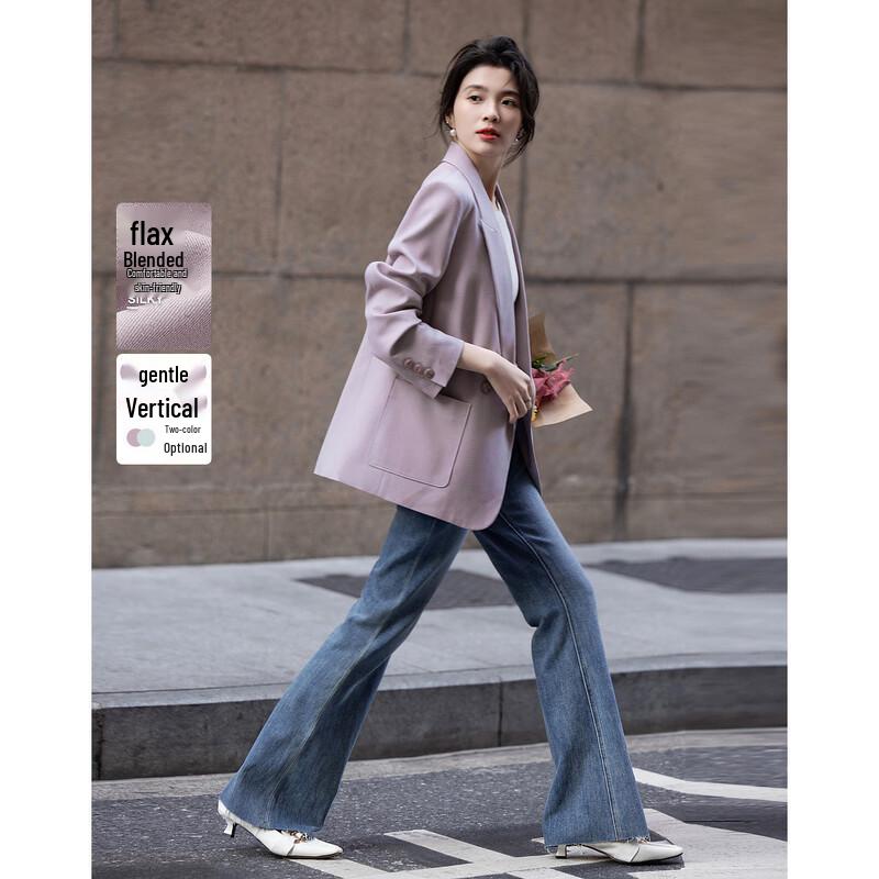 

Двубортный блейзер из смесового льна Demana XL