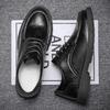 22 New Leather Shoes British Youth Office Casual Shoes Simple All-black Shoes