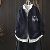 Women's Yellow Cotton Cardigan with Pockets - 2026 Spring Collection, Artistic & Lazy Style Knitwear