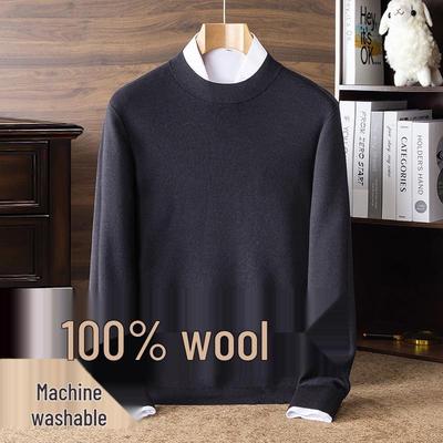 Herren Pullover 100% Reine Wolle, Halber Rollkragen, Maschinenwaschbar, Dicke Basisschicht - Neuer Stil Herbst/Winter 2025