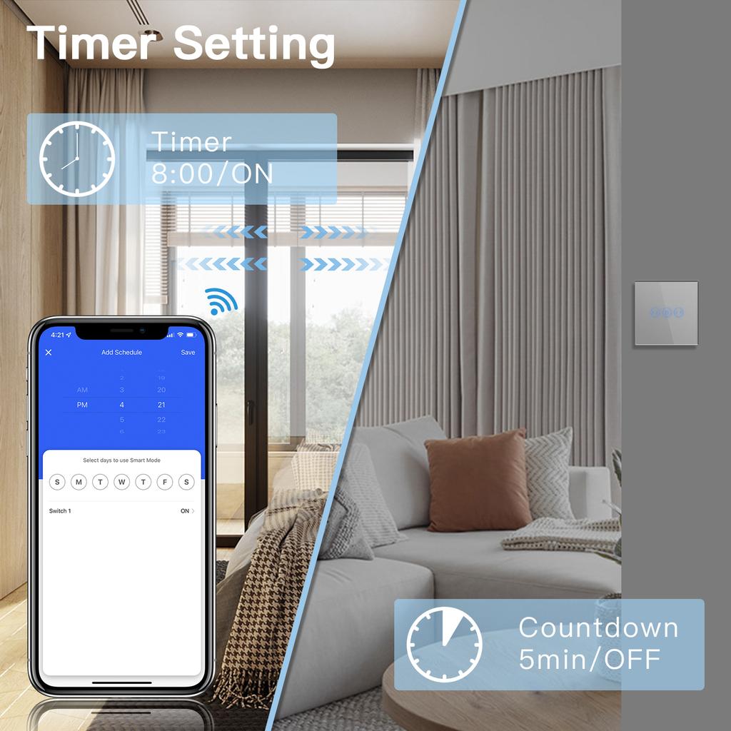 BSEED Wifi Curtains Switch Wireless Intelligent Smart Curtain Switch Support For Tuya APP Google Assistant Voice Control
