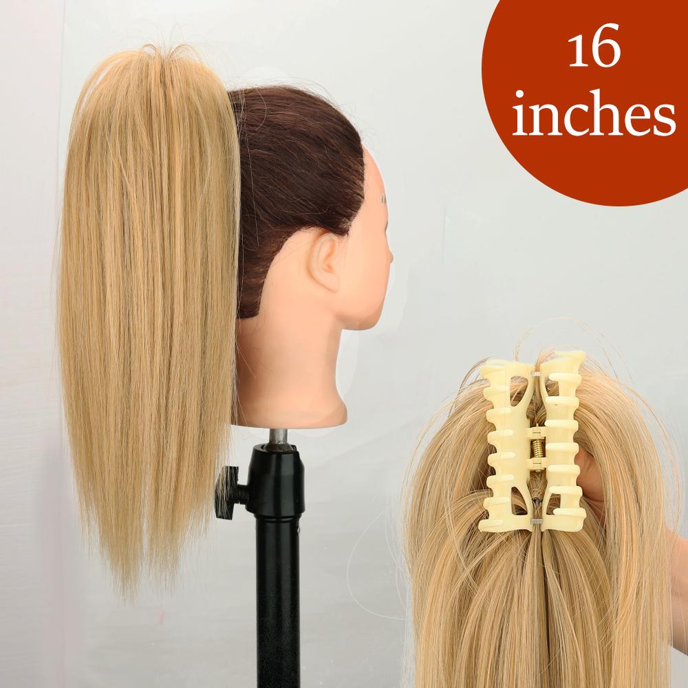 34 cale Syntetyczny Kucyk Przedłużenie Włosów Doczepiane na Klips Fałszywa Peruka Dopinka Blond Owijany Warkocz Długi Gładki Kucyk nad Głową