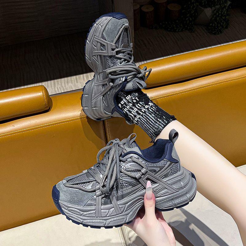 

Rubber sneakers low-top (help height less than 10cm) lace-up women s autumn 2025 35 синий