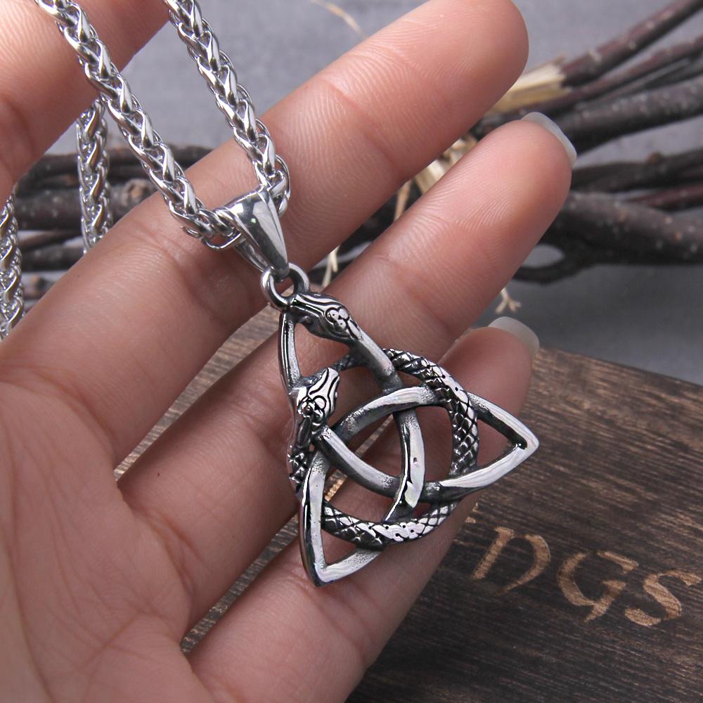 Men's Viking necklace, punk talisman, classic necklace, Nordic style, snake, Celtic knot pendant