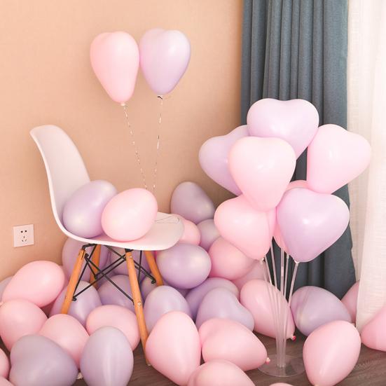 50Pcs Latex Balloons Inflatable Explosion-proof Versatile Decorative Reusable Scene Layout Candy Color Round Heart Balloons Happy Birthday Party