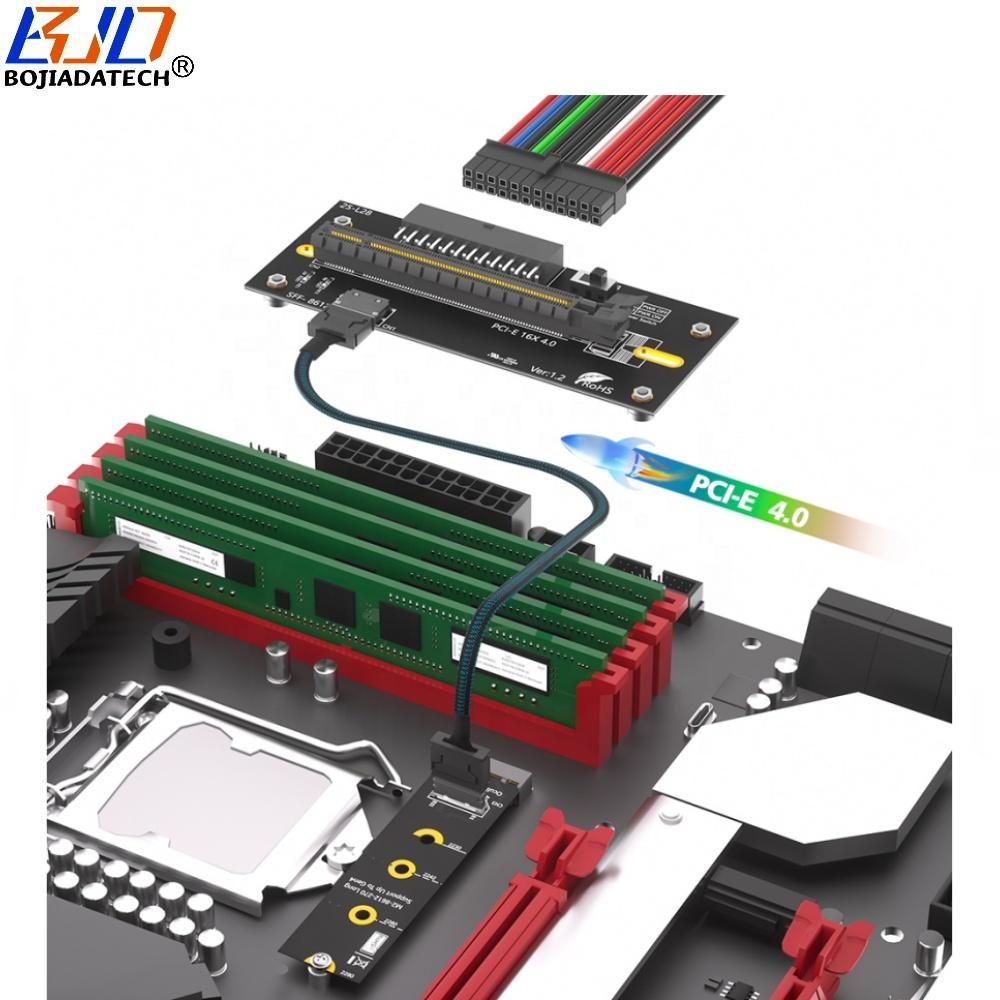 2280 M.2 NVME M-Key to PCI-E 4.0 X16 Slot Adapter ATX 24PIN Input Oculink SFF-8611 Extension Cable for External Graphics Card