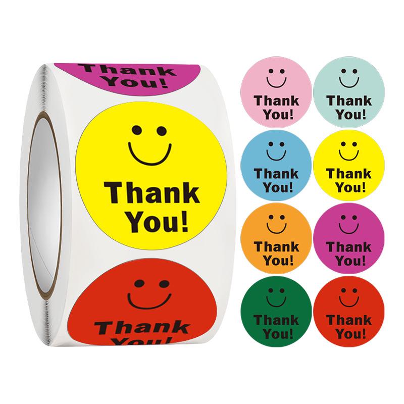 500-Roll 3.8cm Floral Thank You Stickers: Round Adhesive Labels for Gift Wrapping & Sealing