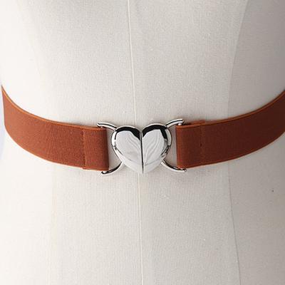 Elastic Belts Love Heart Metal Buckle Waist Dress Sweater Decorative Waistband