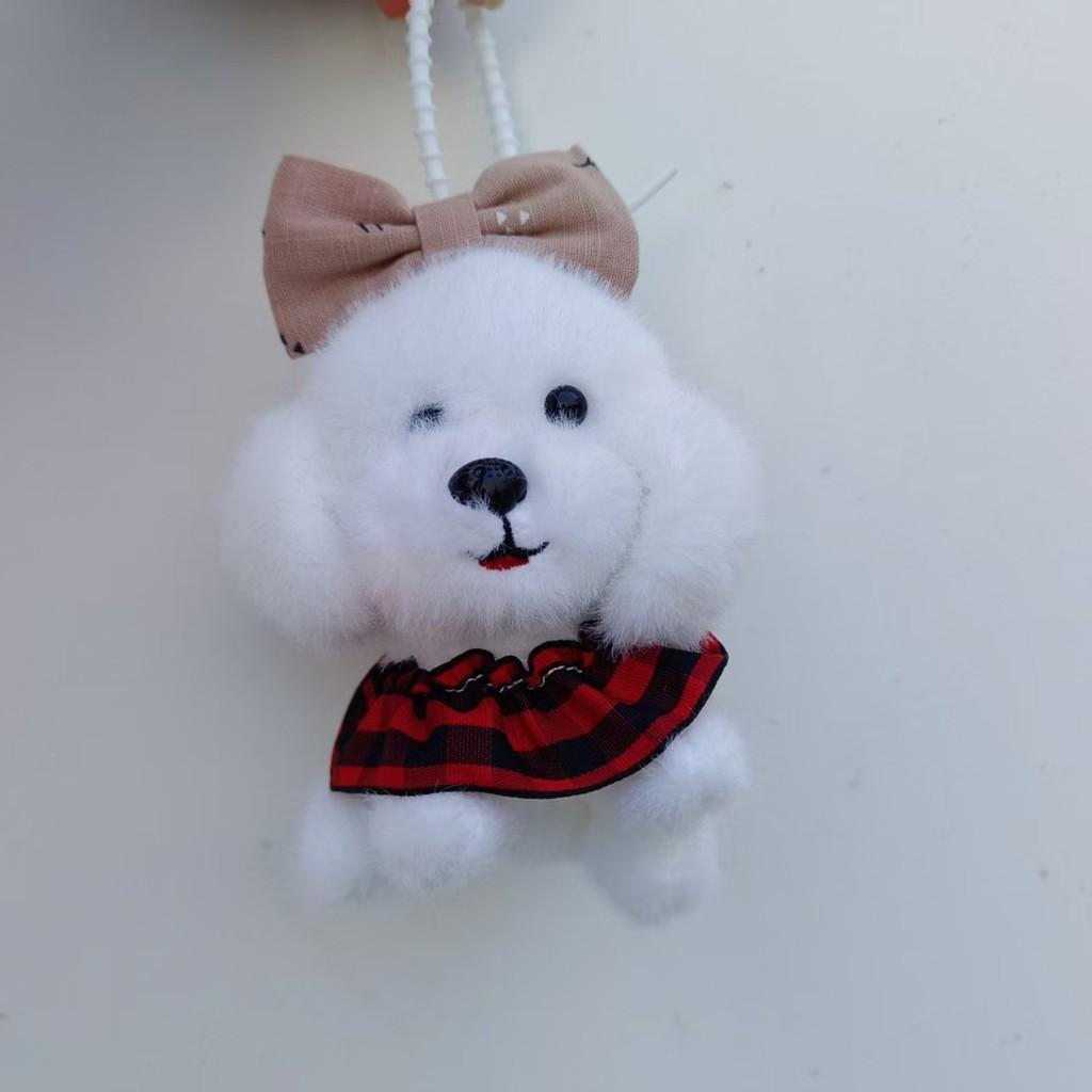 Plush Dog Pendant With Cute Bow For Wedding Gift And Home Decor