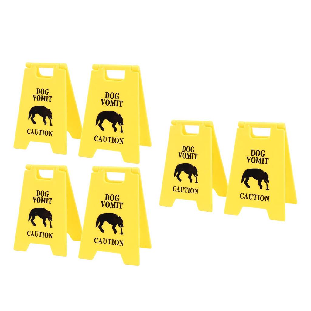 6PCS Dog Vomit Caution Sign Printed Funny Pet Vomit Warning Sign for Yard Home Office Remind Decoration