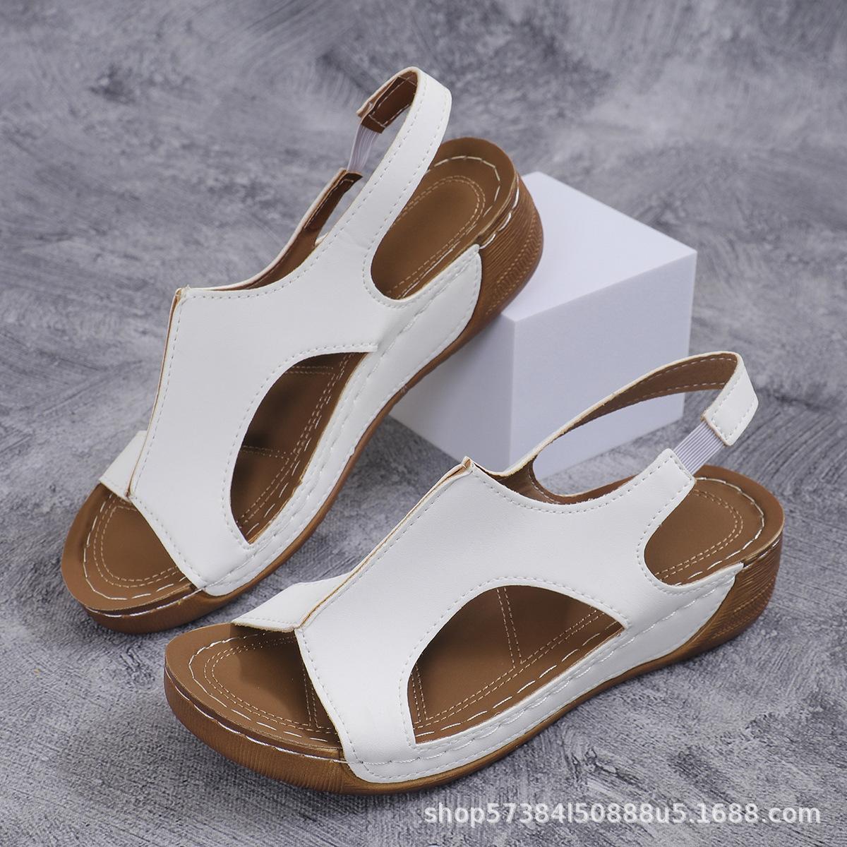 

Foreign trade summer new fashion sandals fish mouth open toe beach women sandals large size fashion versatile sandals 36 белый