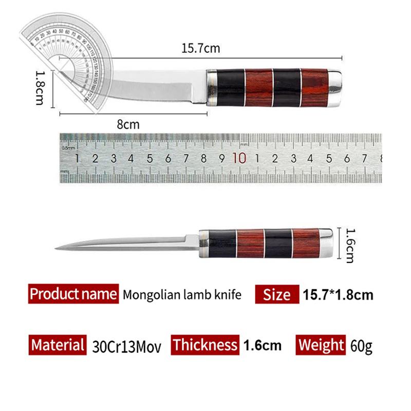 Mongolian Hand Meat Knife Kitchen Fruit Knife Stainless Steel Outdoor Butcher Boning Meat Cleaver Roasted Whole Lamb Steak Knife