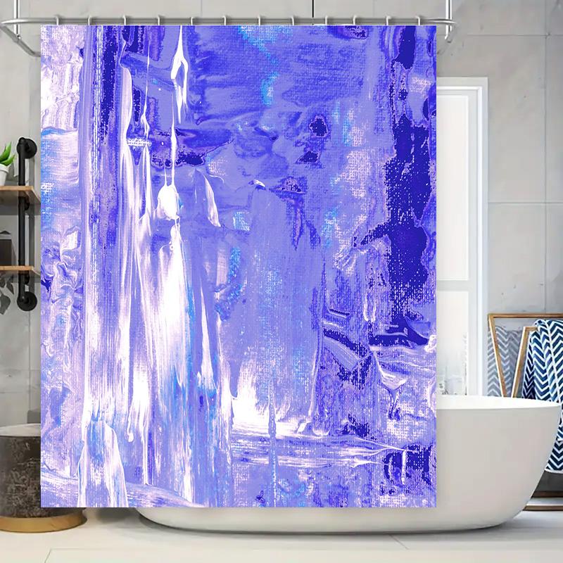 

Blue Floral Shower Curtain Home Decor Waterproof Bath Rug Mat Bathroom Decoration Accessories 240X180Cm (Purple) W60H190(CM)-1 Pcs