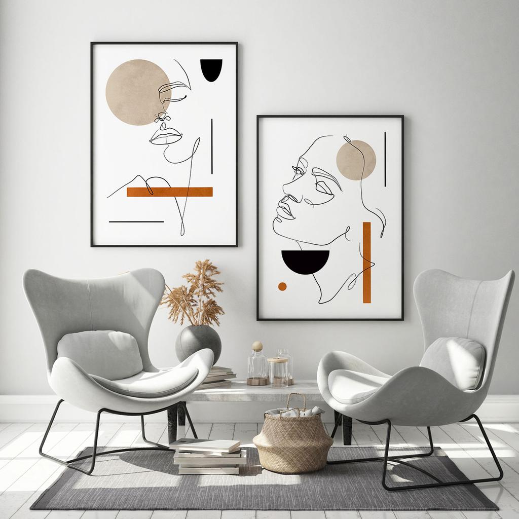 Set of Two Posters Portrait One Line