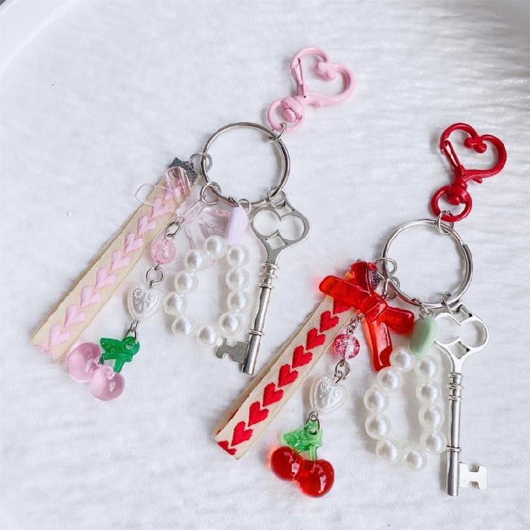 Sophisticated Hand Woven Key Holder with Pearls Beads Stylish Beaded Keychain Bag Pendant for Fashion Enthusiasts