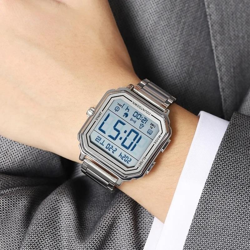 Sport EL Light Casual Watch Chronograph Countdown Stopwatch Digital Wristwatch Mens Clock