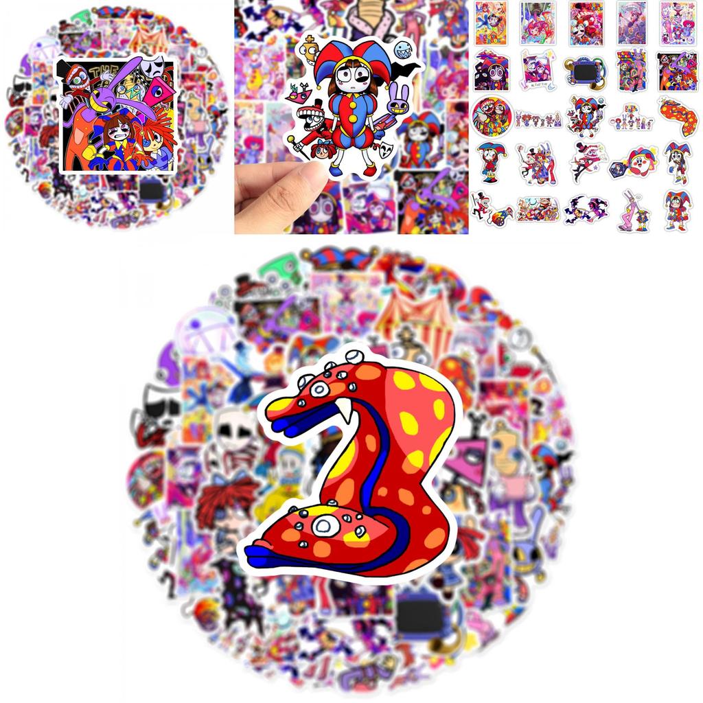 Premium Digital Circus Cartoon Stickers 60 Stickers Diverse Shapes Easy Stick-on Installation
