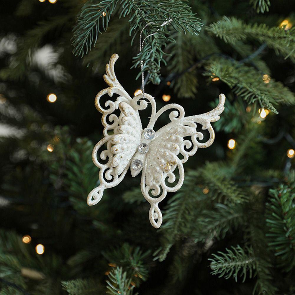 Snowflake Bowknot Christmas Angel Wings Pendant  Festive Holiday Decorations