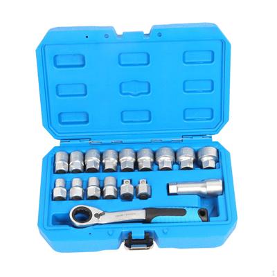 17x Mechanics Tool, Socket Ratchet Wrench Set Storage Case Organizer Extension Bar Drill Bit