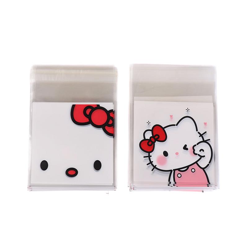 100Pcs Cute Cartoon Printed Opp Clear Packaging Bags Candy Bag Self-Adhesion Storage Bag Diy Gift Pastry Sealable Bag