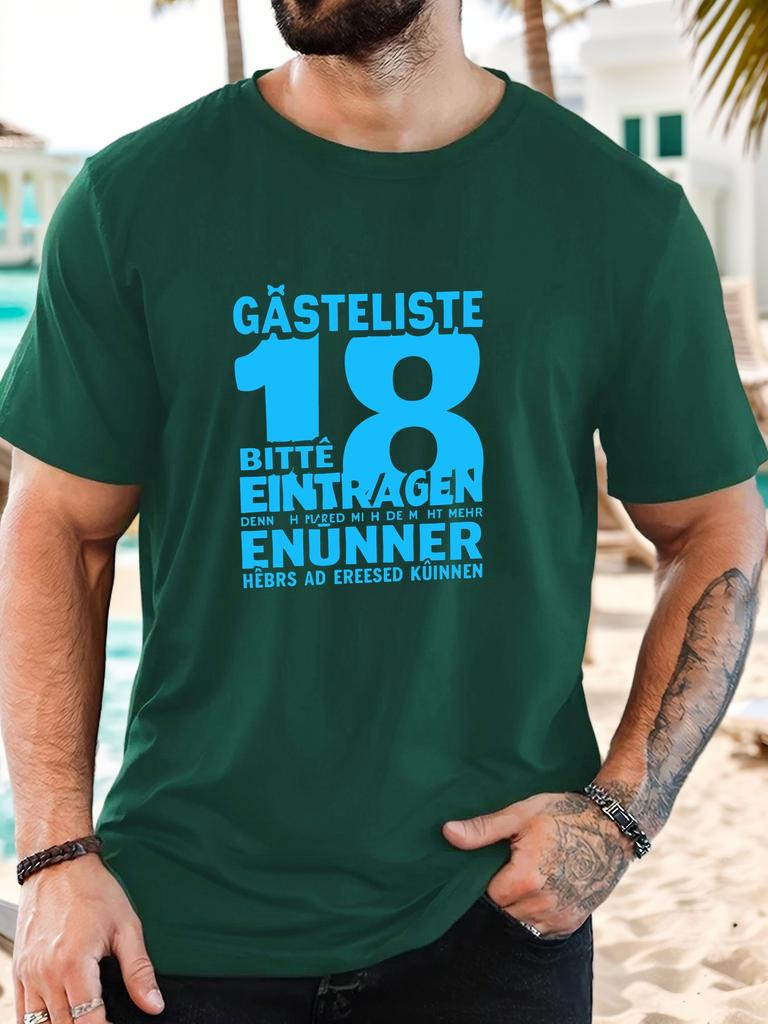 Mens GÄSTELISTE 18 Pattern Cotton Printed TShirt Summer Casual Oversized Round Neck Short Sleeve Comfortable Daily Wear Tee