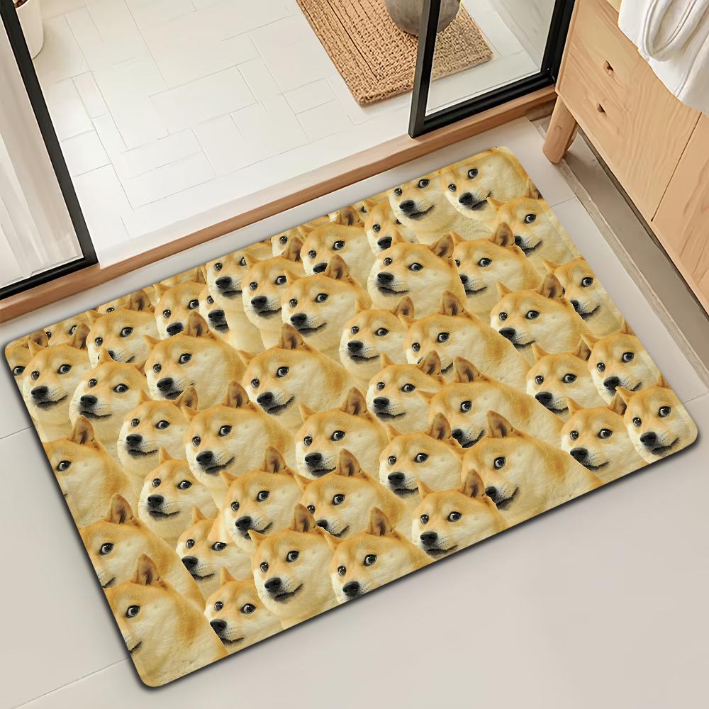 Doge funny Emoticon S-Shiba M-Meme Microfiber Decorative Versatile Flannel Floor Bath Door Mat Quick Dry Absorbent Non-slip Sole