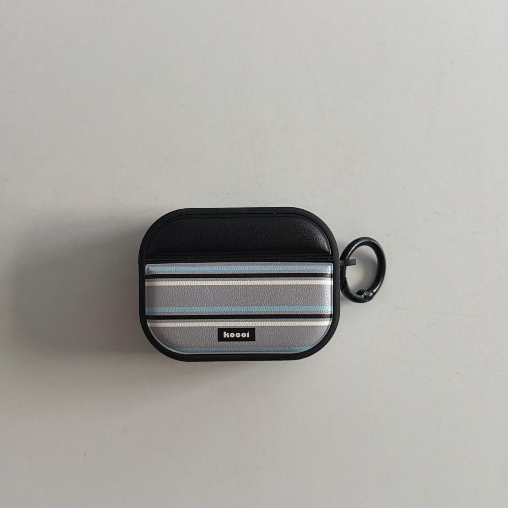 ins leather contrasting stripe letters for airpods4 earphone cover pro3 new airpodspro2 protective cover 3rd generation apple wireless bluetooth