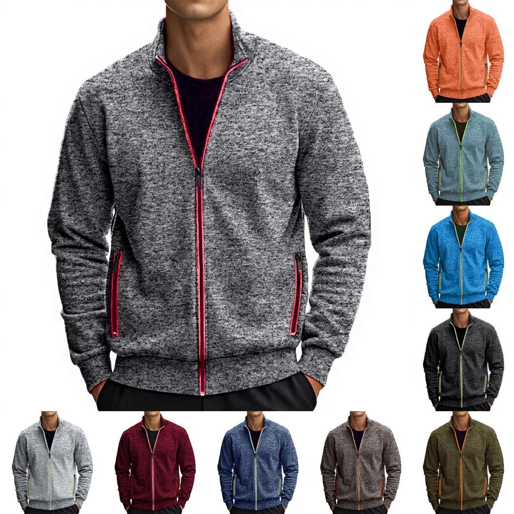 E Maglione Lavorato a Maglia da Uomo Invernale con Cerniera Top Giacca in Velluto Sottile a Maniche Lunghe