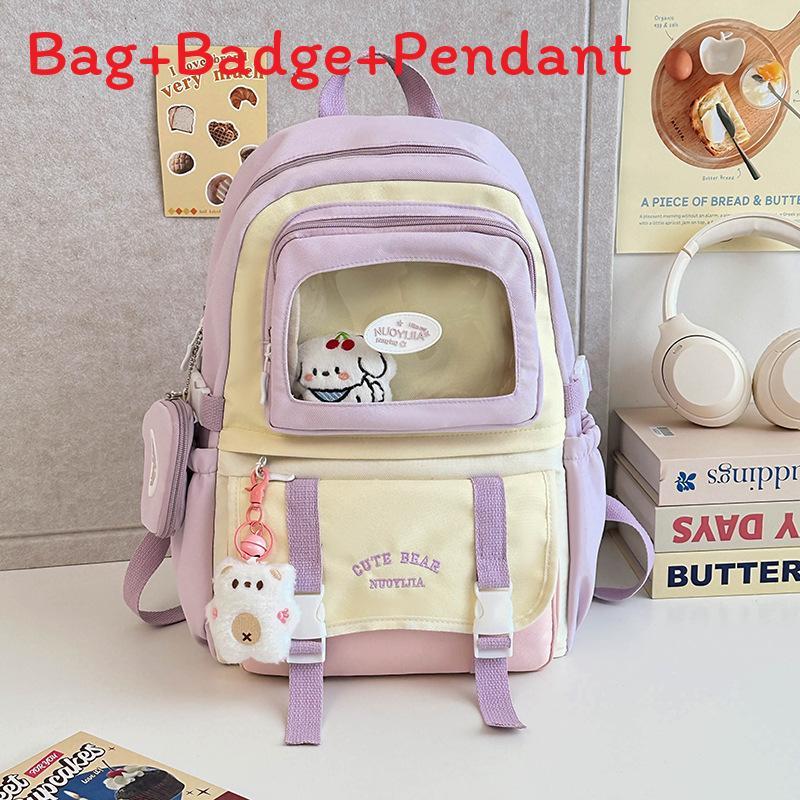 Childrens Backpack For School With Nylon Material And Colorblock Design For Girls