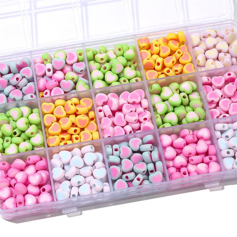 Mărgele Acrilice Bicolore Love pentru Bijuterii Handmade: Accesorii DIY pentru Brățări și Coliere