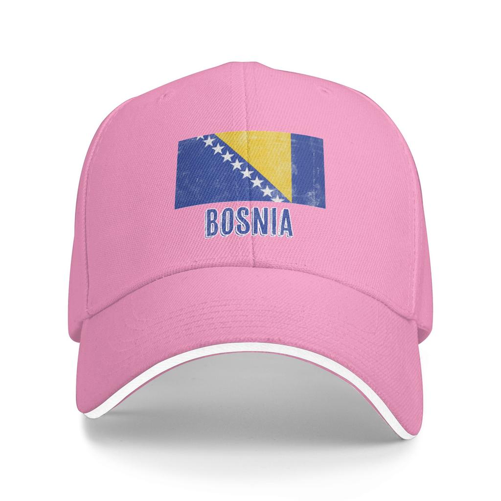 Vintage Retro Flag of Bosnia Herzegovina Grunge look Pool Party Baseball Caps Men Adult Female Beach Sun Hat Hip Hop Trucker Cap