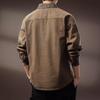 Men's American Retro Color Block Patchwork Loose Long Sleeve Shirt