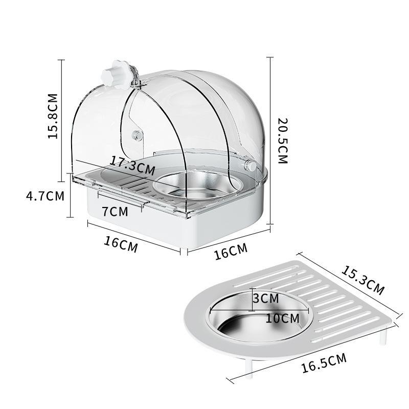 3 In 1 Multifunction Bird Bath for Cage Parakeet Bath Parakeet Bird Bath Bird Cage Bath for Feeding& Resting Acrylic Bathtub Box