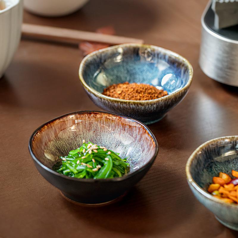 Yunmeng Dining Table Household 4-Inch Taste Plate Retro Special-Shaped Ceramic Taste Plate Hot Pot Sauce Plate Export