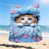 1pc Cat Paws Blue Fur Outdoor Flannel Blanket , Machine Washable Perfect Gift for Birthday , Holiday Travel Accessory , Durable Material