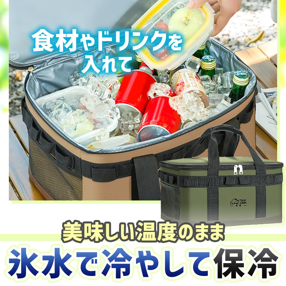 Cooler Box Insulated Freshness with Mesh Picnic 23L, (Hot & Cold), Preservation, Pocket, (Olive)