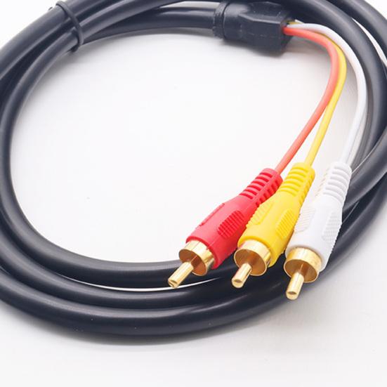 1.5m Ses Video Kablosu Kayıpsız Altın Kaplama Fiş HDMI Uyumlu Erkek - 3 RCA Erkek TV Kutusu AV Kablosu Ofis Aksesuarları