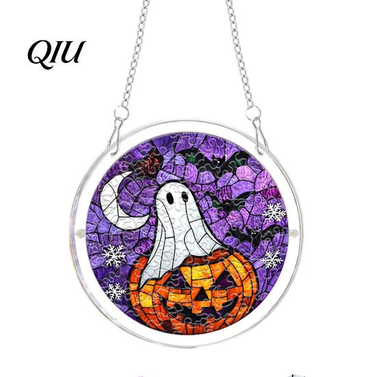 Comfortable Hand Feel Puzzle Halloween Acrylic Suncatcher Window Hanging,7.87 Inch Sun Catcher Adult Activity Decoration Ornament, Ideal for