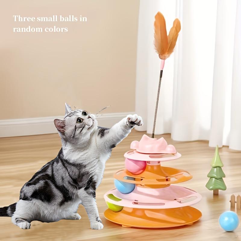 

1pcs Cat Turntable ToySelf-entertainment and Boredom Amusing Cat StickTurntable Ball Amusing Cat ArtifactFeather Kitten Pet Puzzle Artifact 1pcs помаранчевий