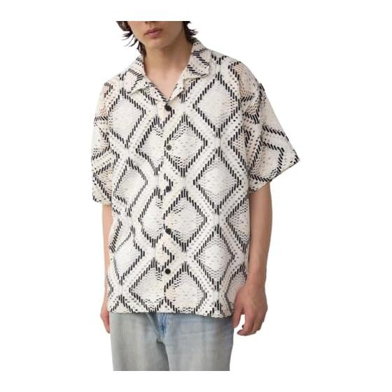 [Azure by Mausie] Assorted Design Mesh Shirt Men s 251IST80-336E