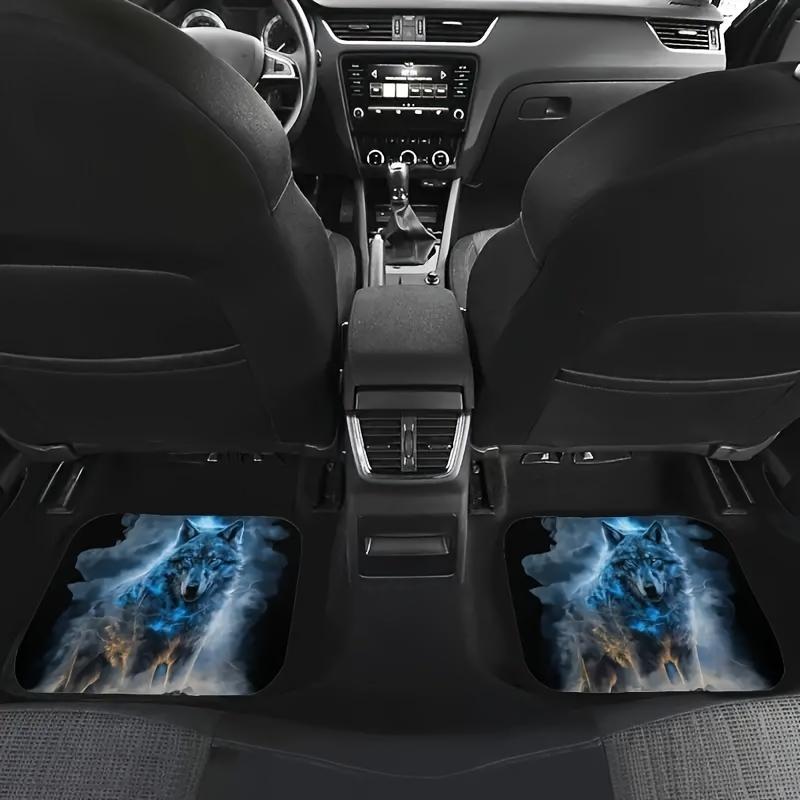 4 szt. Fajne dywaniki samochodowe z nadrukiem wilka, dywaniki przednie i tylne, akcesoria do dekoracji wnętrza