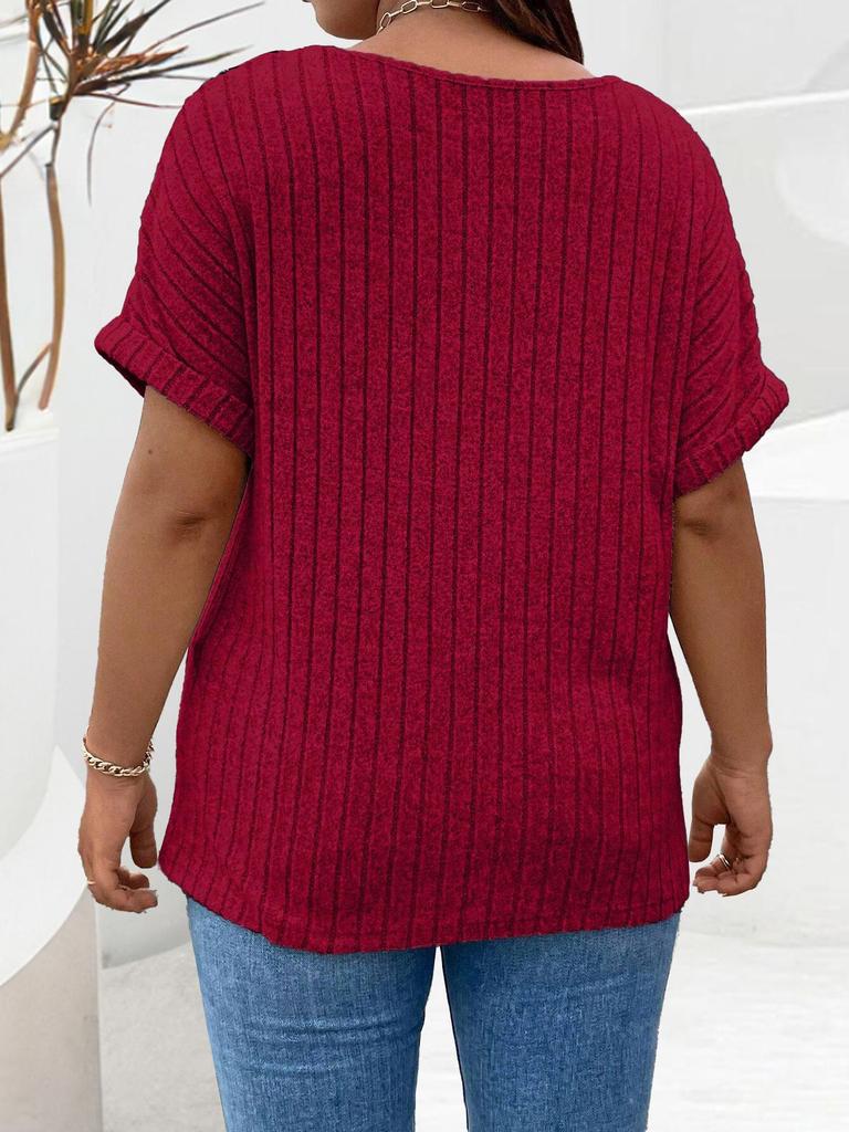 Dámský jednobarevný svetr s krátkým rukávem a zapínáním na zip, s falešnou kapsou, pro velikosti Plus Size, jaro/léto 2025.