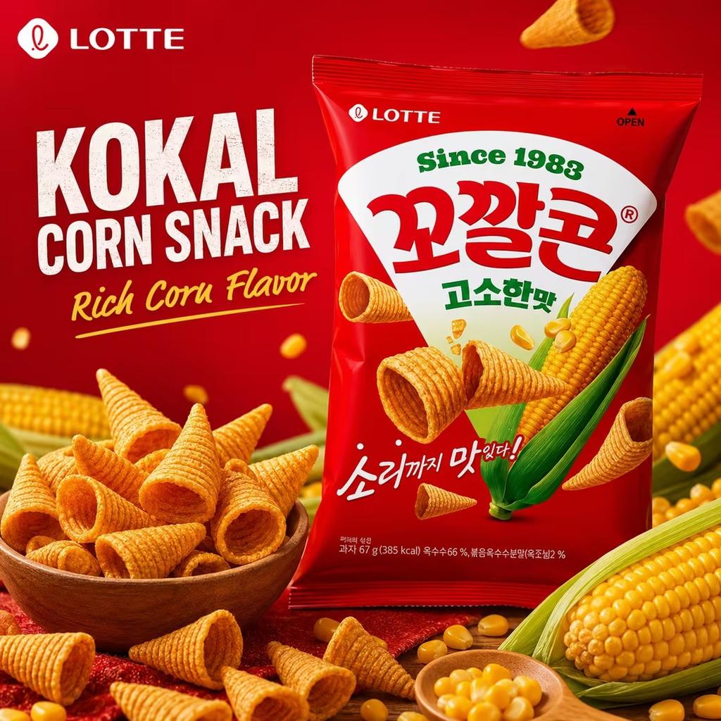 Lotte Kokal Corn Snack (Rich Corn Flavor) 67g