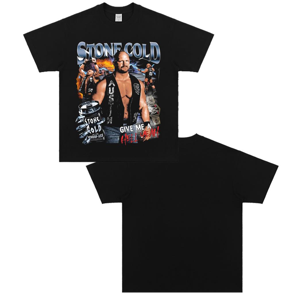 Stone Cold Steve Austin Leisure Wrestling Pure Vintage Short Sleeve T-shirt High Quality Luxury Brand Selling Popular Styles