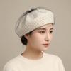with Mesh Veil Painter Hat French Style Beanie Cap Retro Mesh Wool Beret  Gift