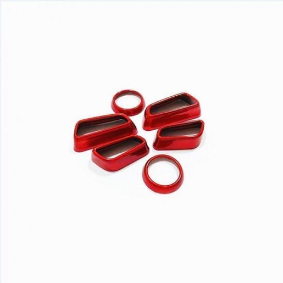 For Toyota Camry 2018-2024 Glossy Red Power Seat Control Button Cover Trim 6PCS