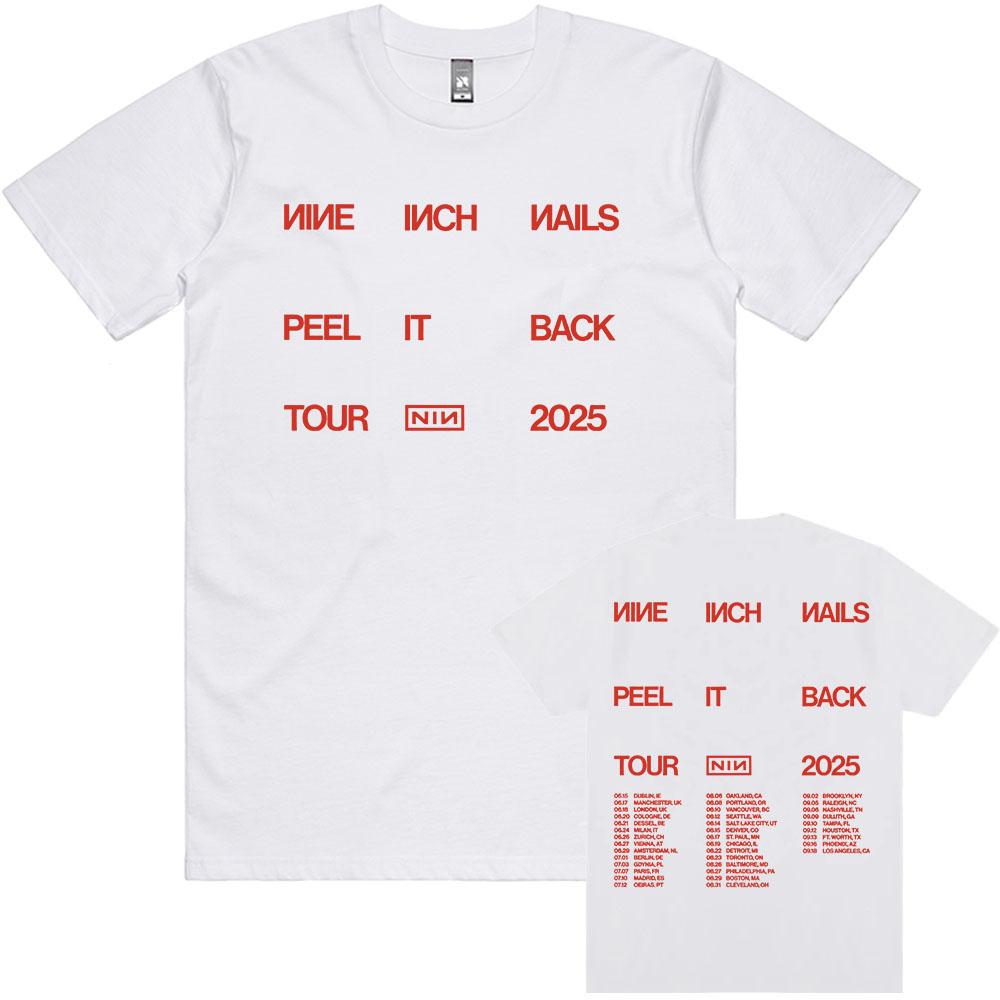 2025 Summer Nine Inch Nails Stripped Back Tshirt Mens Cotton Shortsleeved Tshirt Hiphop Street Casual Tshirt