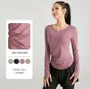 Women's Slimming V-neck Long Sleeve Fitness Top - Solid Color, Versatile for Outdoor and Yoga.