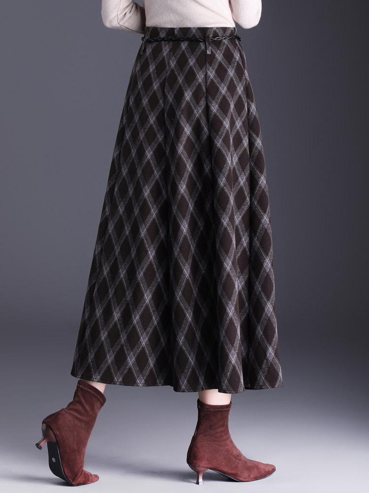 Plaid Pleated A-Line Skirt, Winter 2025 High-Waisted Slimming Style