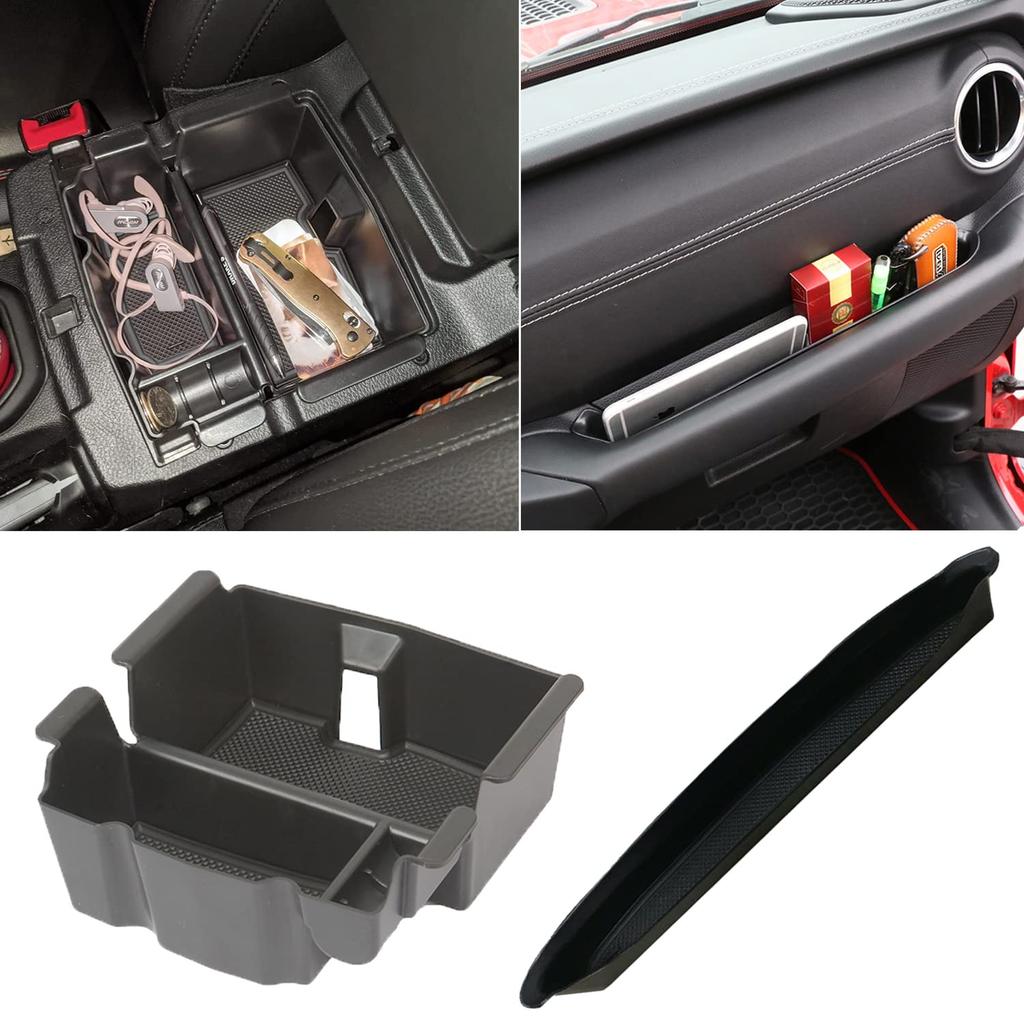 YOCTM Console Box Storage Case for Jeep Wrangler JL 2019 2020 2021 2022 Console Storage Glove Small Item Custom Includes Mat (2018 2023) - Tray, Tray,
